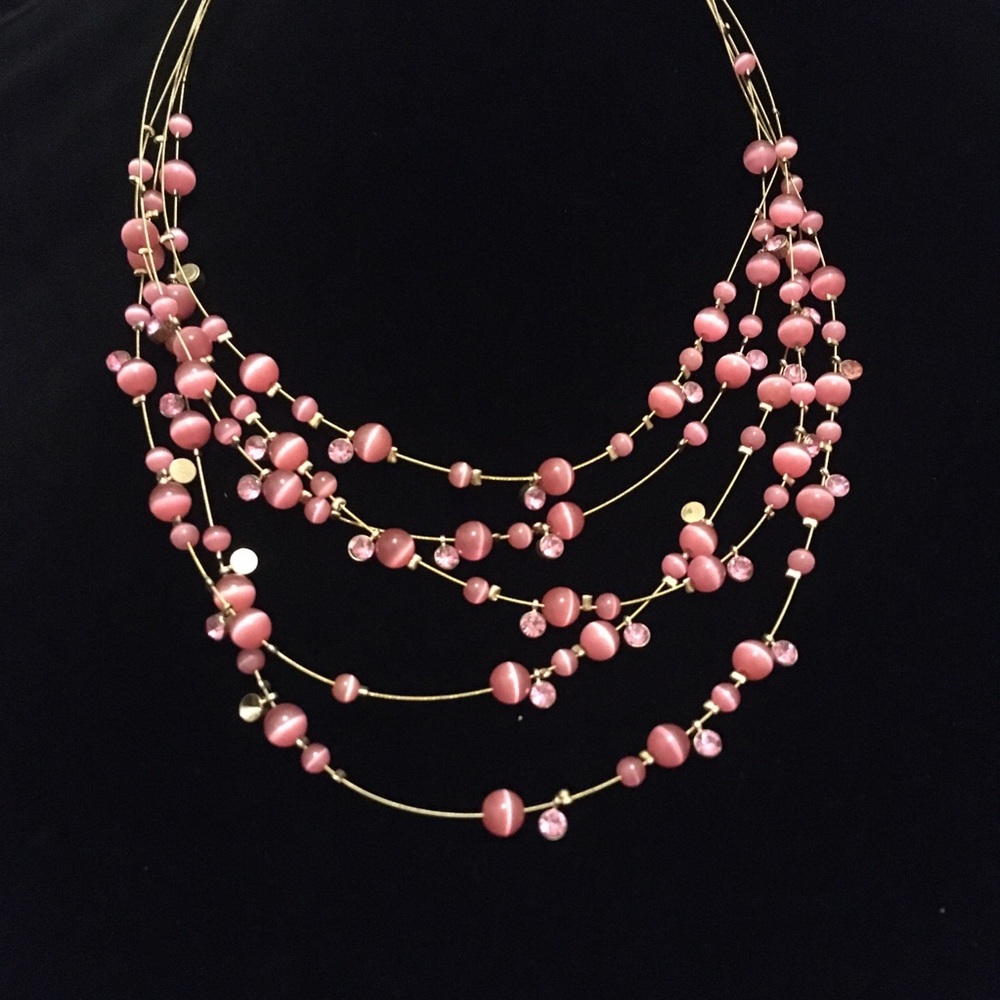 Vintage Pink Floating Beaded Layered Necklace